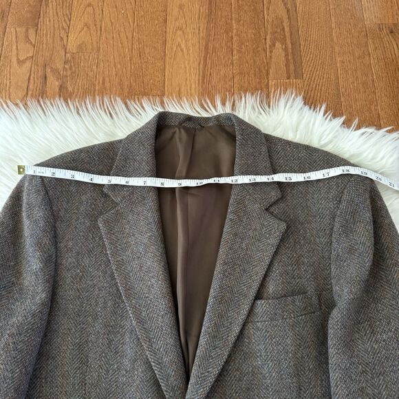 Vintage Wool Tweed Herringbone Blazer Men’s 41L Brown Blue Jacket USA Sport Coat - Picture 6 of 12
